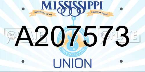 A207573 Mississippi License Plate
