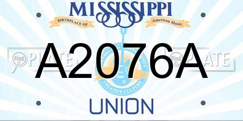 A2076A Mississippi License Plate
