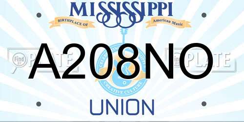 A208NO Mississippi License Plate