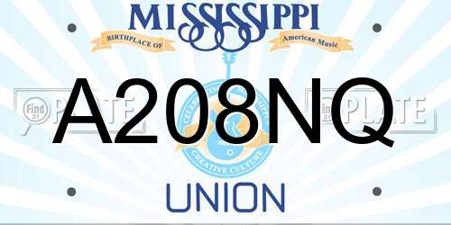 A208NQ Mississippi License Plate