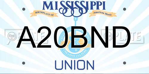 A20BND Mississippi License Plate