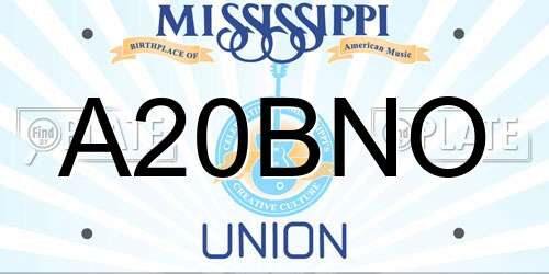A20BNO Mississippi License Plate