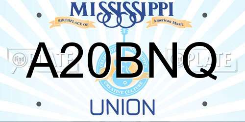 A20BNQ Mississippi License Plate
