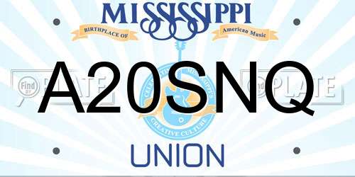 A20SNQ Mississippi License Plate