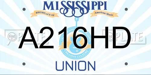 A216HD Mississippi License Plate