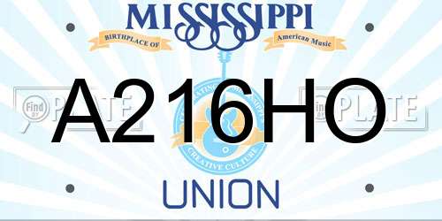 A216HO Mississippi License Plate