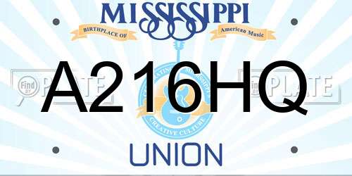 A216HQ Mississippi License Plate