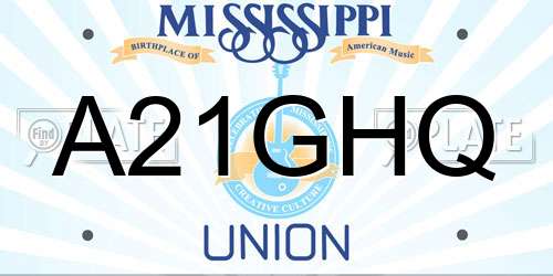 A21GHQ Mississippi License Plate