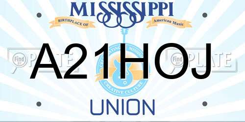 A21HOJ Mississippi License Plate