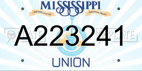 A223241 Mississippi License Plate