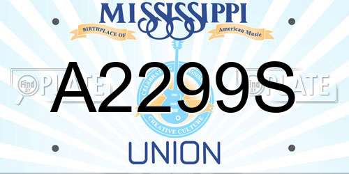 A2299S Mississippi License Plate