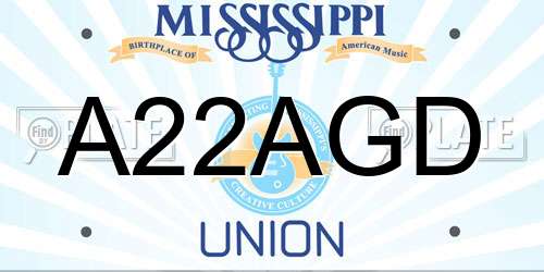 A22AGD Mississippi License Plate