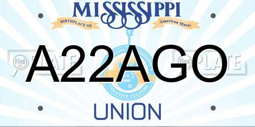 A22AGO Mississippi License Plate