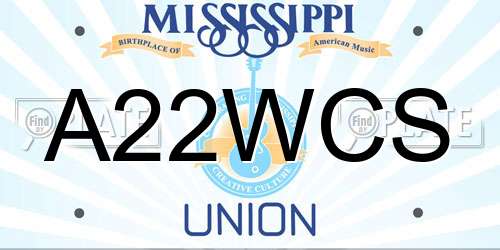 A22WCS Mississippi License Plate