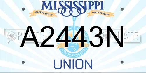 A2443N Mississippi License Plate
