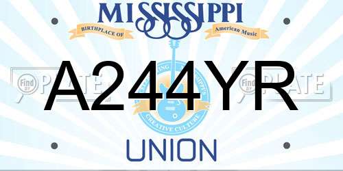 A244YR Mississippi License Plate