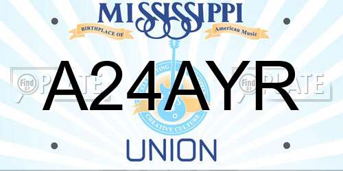 A24AYR Mississippi License Plate