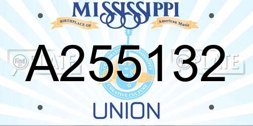 A255132 Mississippi License Plate