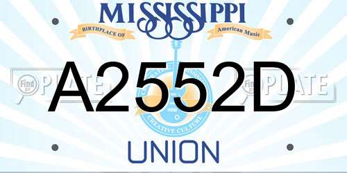 A2552D Mississippi License Plate