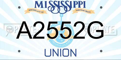 A2552G Mississippi License Plate