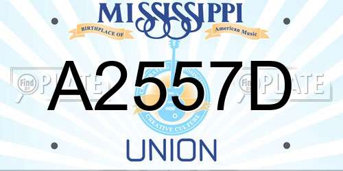 A2557D Mississippi License Plate