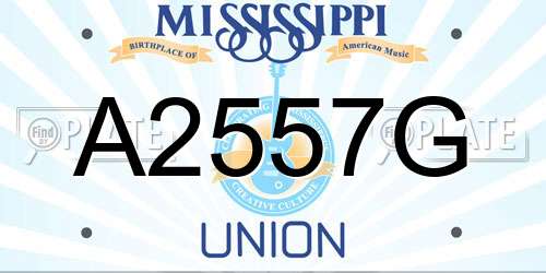 A2557G Mississippi License Plate