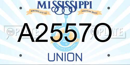 A2557O Mississippi License Plate