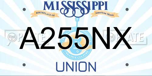 A255NX Mississippi License Plate