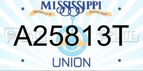 A25813T Mississippi License Plate