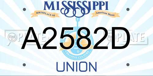 A2582D Mississippi License Plate