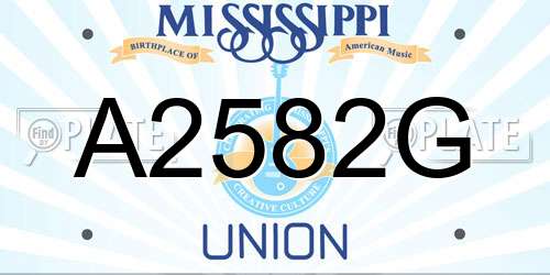 A2582G Mississippi License Plate