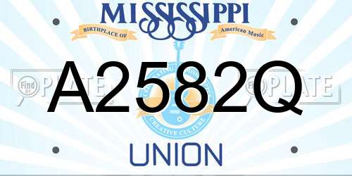 A2582Q Mississippi License Plate