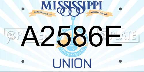 A2586E Mississippi License Plate