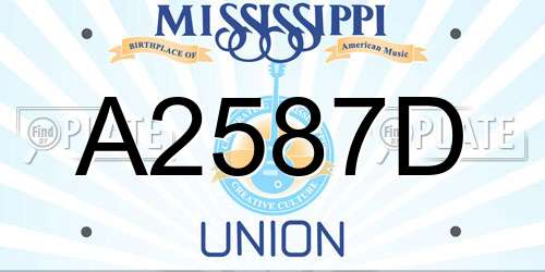 A2587D Mississippi License Plate