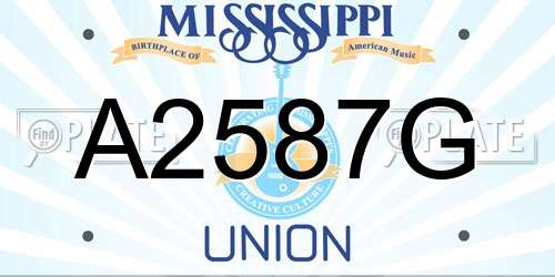 A2587G Mississippi License Plate
