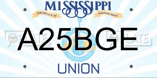 A25BGE Mississippi License Plate