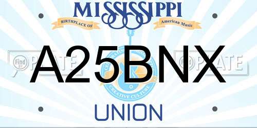 A25BNX Mississippi License Plate