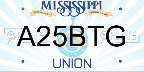 A25BTG Mississippi License Plate