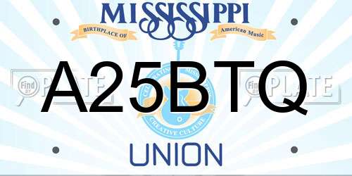 A25BTQ Mississippi License Plate