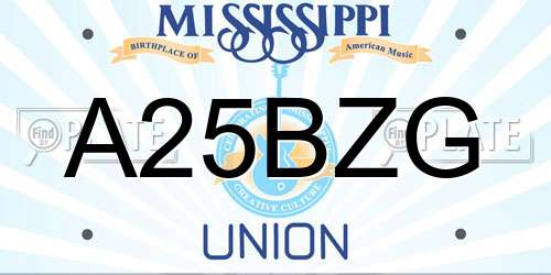 A25BZG Mississippi License Plate