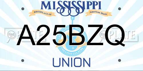 A25BZQ Mississippi License Plate