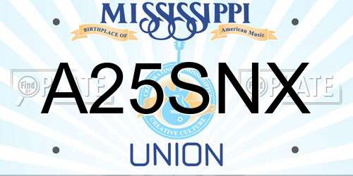 A25SNX Mississippi License Plate
