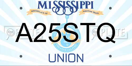 A25STQ Mississippi License Plate