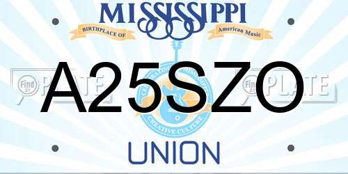 A25SZO Mississippi License Plate