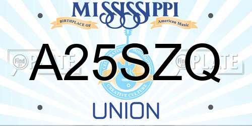 A25SZQ Mississippi License Plate