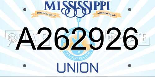 A262926 Mississippi License Plate