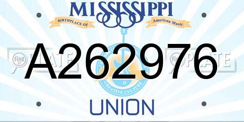 A262976 Mississippi License Plate