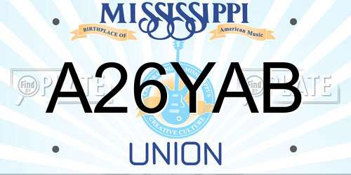 A26YAB Mississippi License Plate