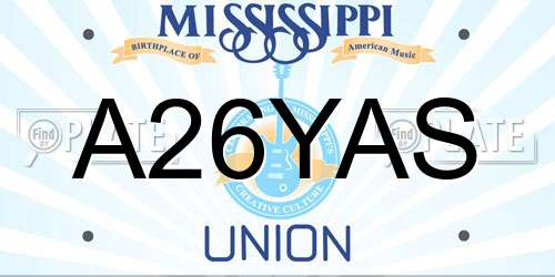 A26YAS Mississippi License Plate