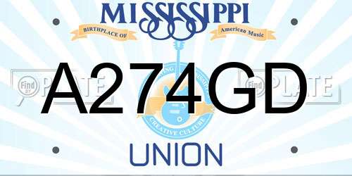 A274GD Mississippi License Plate